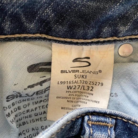 SILVER Suki DENIM Mid-rise BOOTCUT Stretch JEANS~ 27 (abt 2-4) med-wash * EUC - Picture 10 of 10